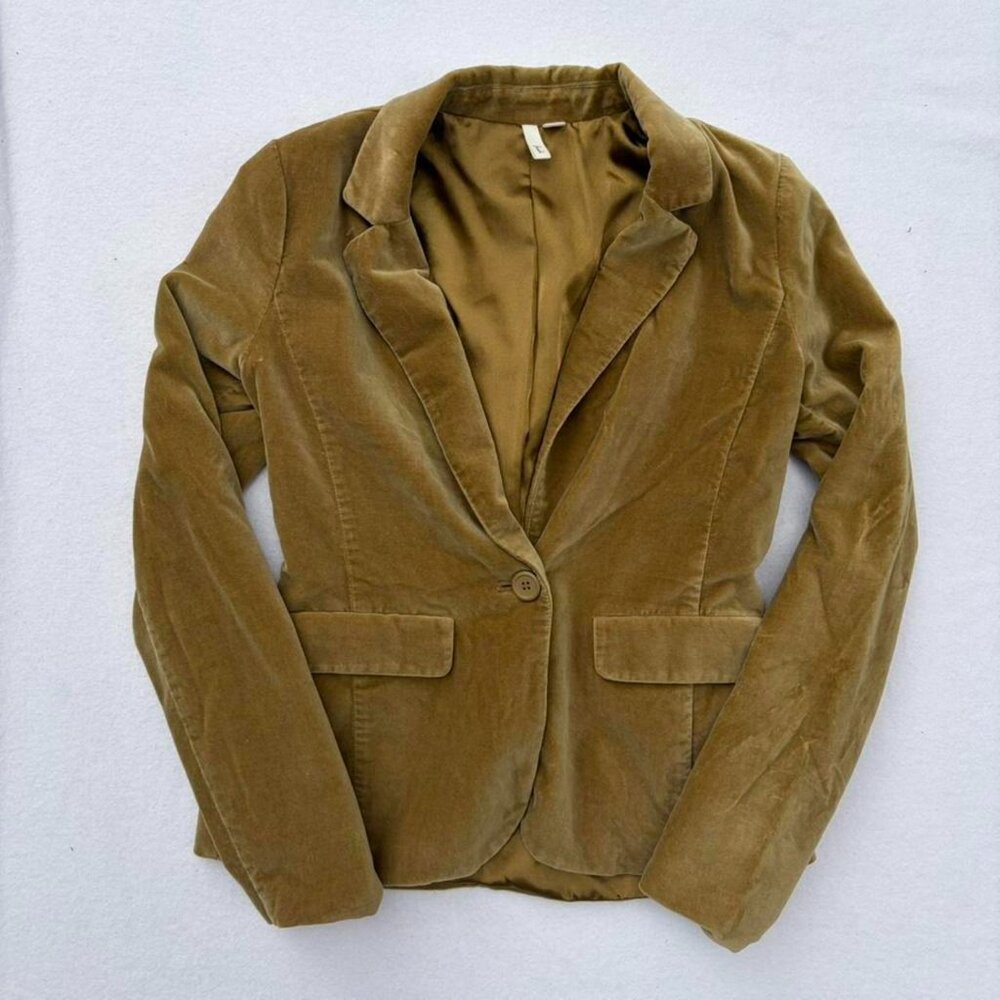 Vintage Frenchi Gold Velvet Coat Jacket Blazer Size S y2k 2000s Fall Autumn